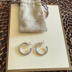 David Yurman Silver Cable Hoop Earrings